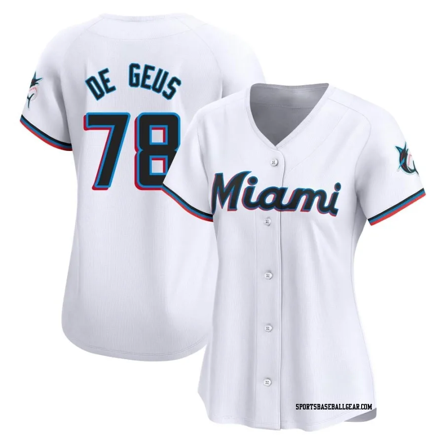 Brett de Geus Women's Miami Marlins White Limited Home Jersey