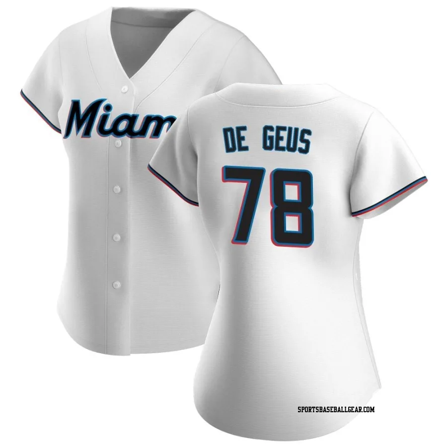 Brett de Geus Women's Miami Marlins White Replica Home Jersey