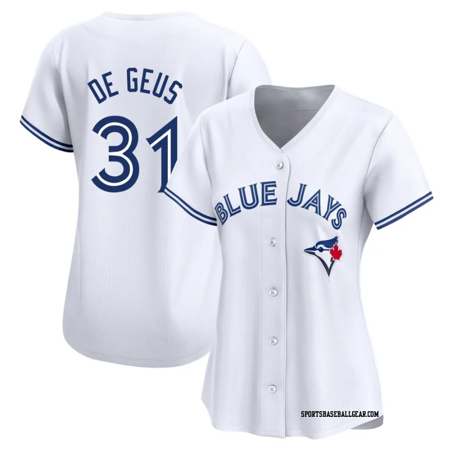 Brett de Geus Women's Toronto Blue Jays White Limited Home Jersey