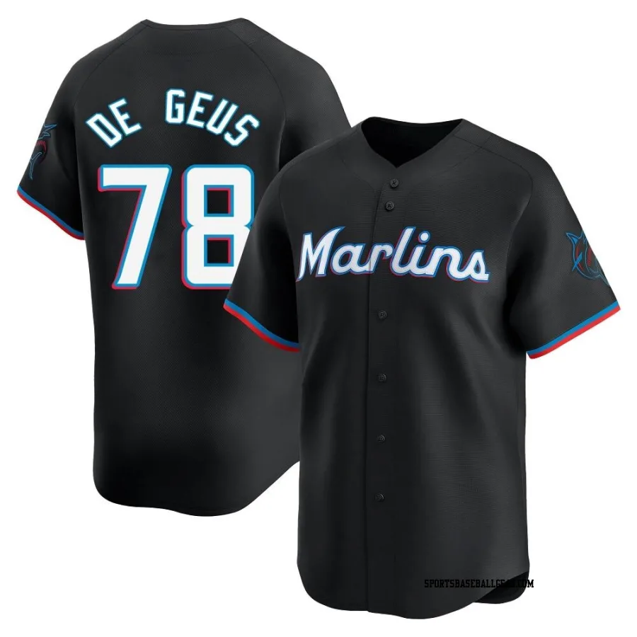 Brett de Geus Youth Miami Marlins Black Limited Alternate Jersey