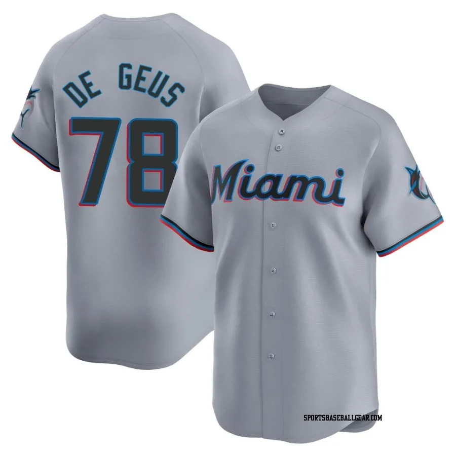 Brett de Geus Youth Miami Marlins Gray Limited Road Jersey