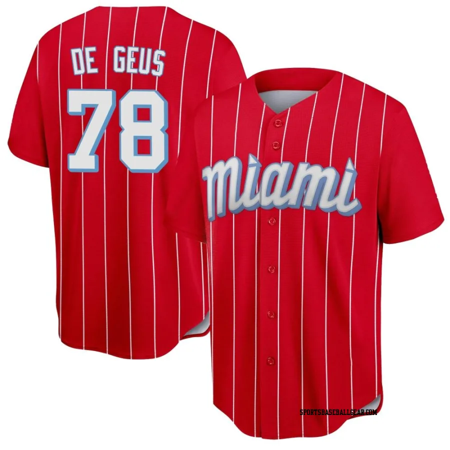 Brett de Geus Youth Miami Marlins Red Replica 2021 City Connect Jersey