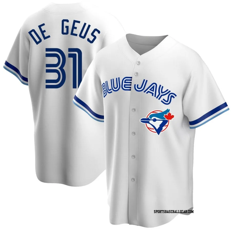 Brett de Geus Youth Toronto Blue Jays White Replica Home Cooperstown Collection Jersey