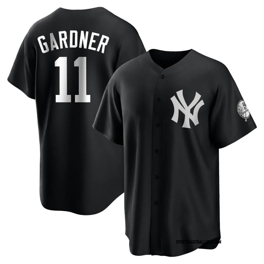 Brett Gardner Men's New York Yankees Black/White Replica Jersey