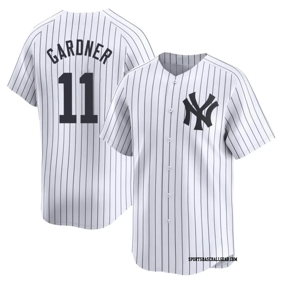 Brett Gardner Men's New York Yankees White Limited Yankee Home Jersey