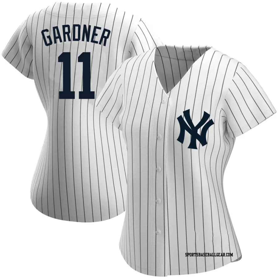 Brett Gardner Women's New York Yankees White Replica Home Name Jersey