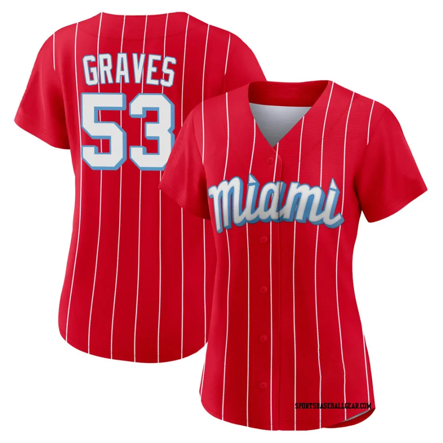 Brett Graves Women's Miami Marlins Red Replica 2021 City Connect Jersey