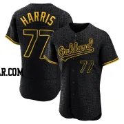 Brett Harris Men's Oakland Athletics Black Authentic Snake Skin City Jersey