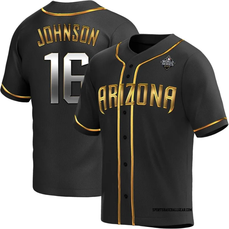 Brett Johnson Men's Arizona Diamondbacks Black Golden Replica Alternate 2023 World Series Jersey