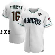 Brett Johnson Men's Arizona Diamondbacks White Authentic Teal Alternate 2023 World Series Jersey