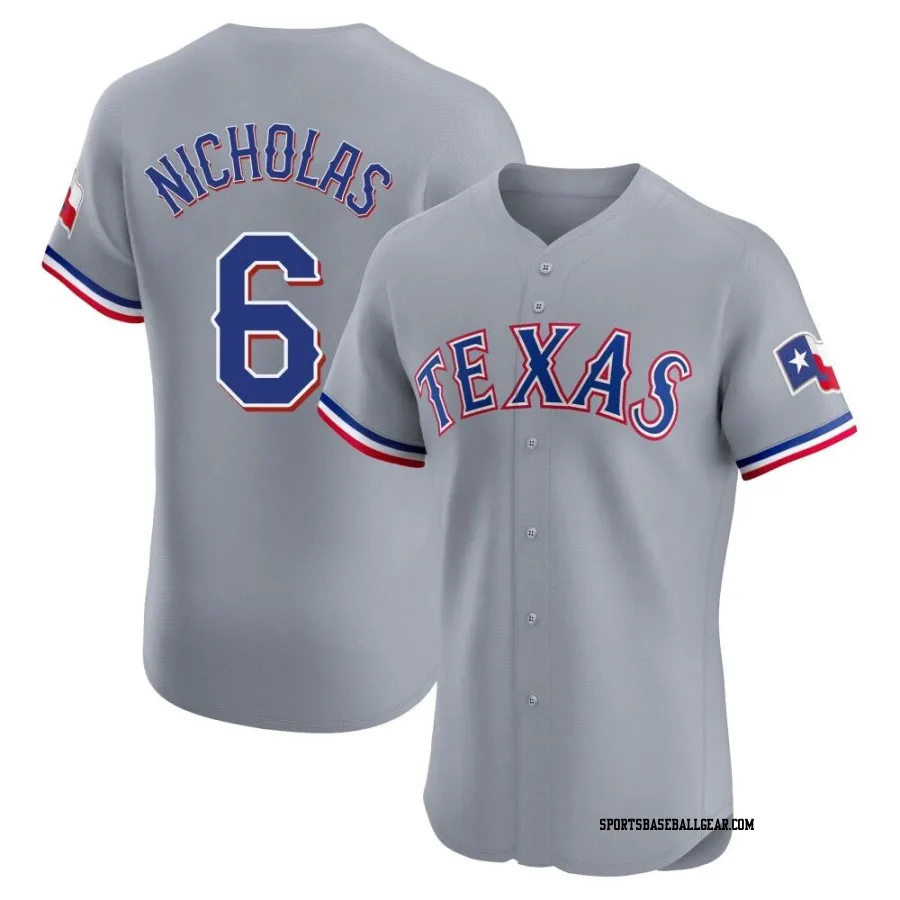 Brett Nicholas Men's Texas Rangers Gray Elite Road Jersey