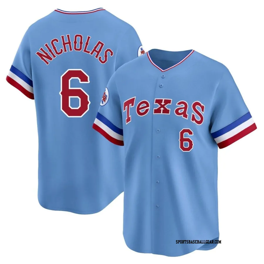 Brett Nicholas Men's Texas Rangers Light Blue Limited Cooperstown Collection Jersey