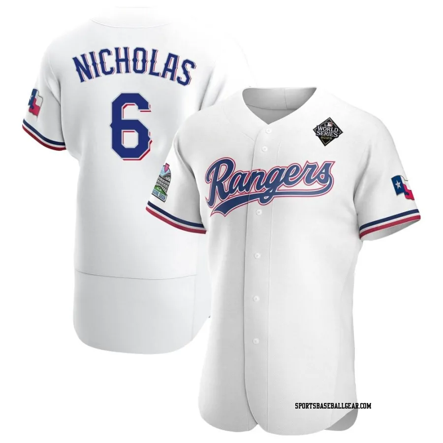 Brett Nicholas Men's Texas Rangers White Authentic Home 2023 World Series Jersey