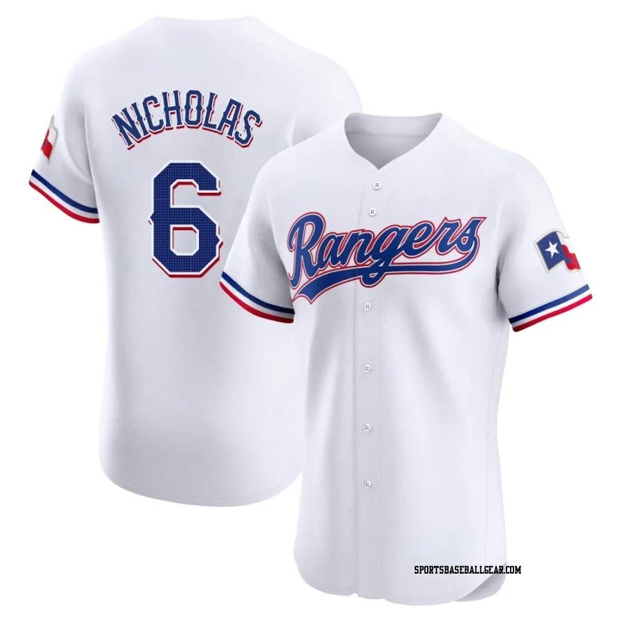 Brett Nicholas Men's Texas Rangers White Elite Home Jersey