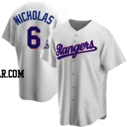 Brett Nicholas Men's Texas Rangers White Replica Home Cooperstown Collection 2023 World Series Champions Jersey