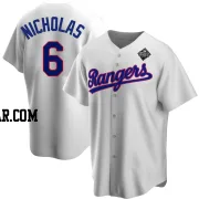 Brett Nicholas Men's Texas Rangers White Replica Home Cooperstown Collection 2023 World Series Jersey