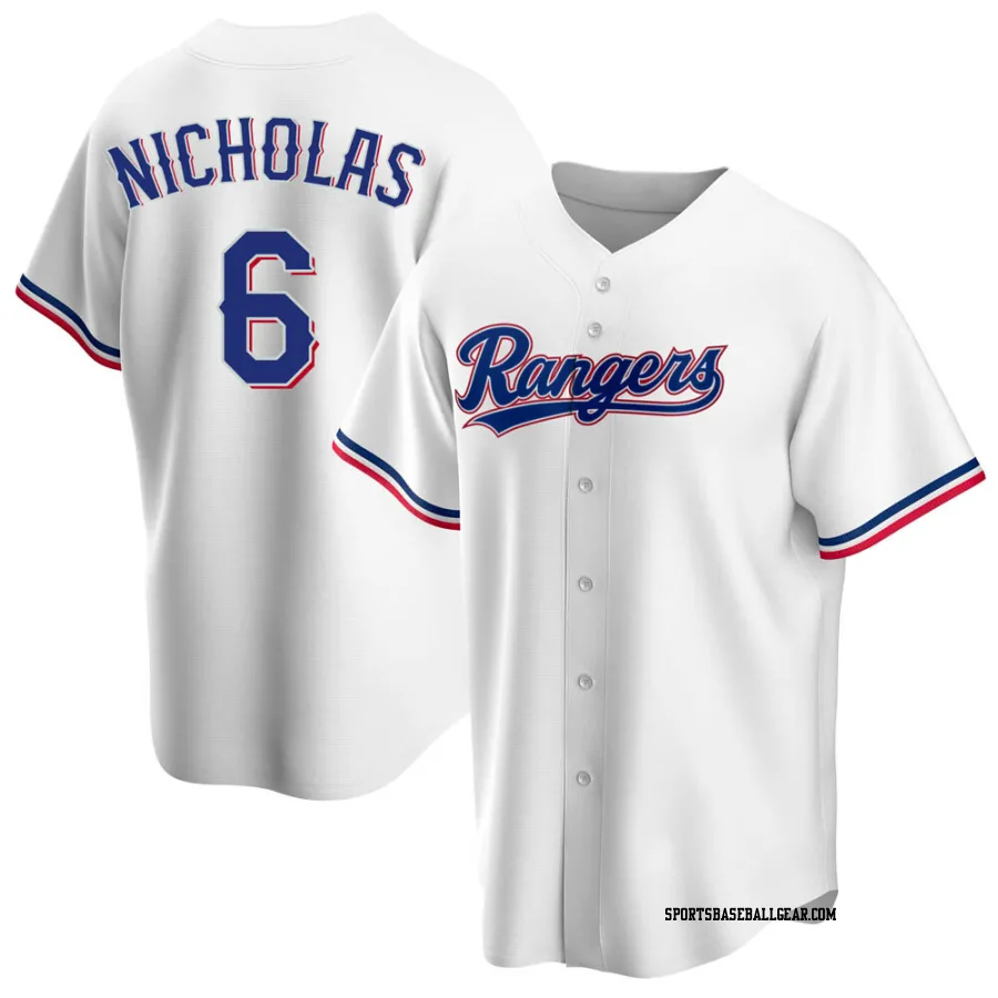 Brett Nicholas Men's Texas Rangers White Replica Home Jersey