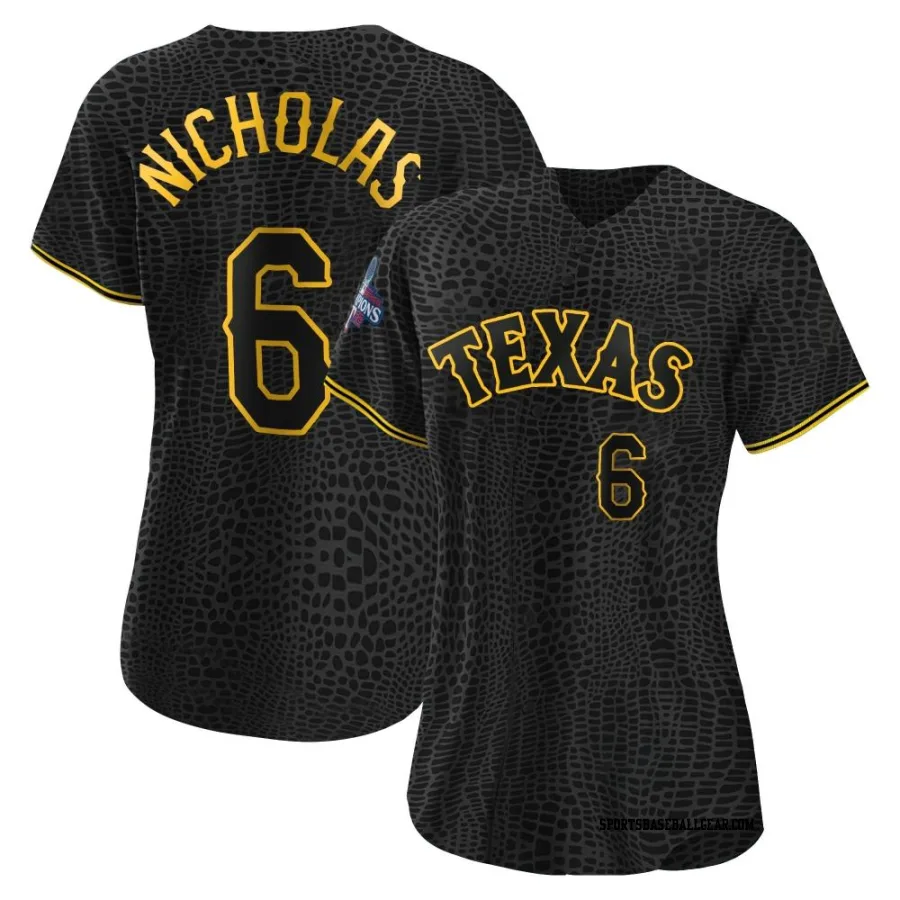 Brett Nicholas Women's Texas Rangers Black Authentic Snake Skin City 2023 World Series Champions Jersey