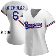 Brett Nicholas Women's Texas Rangers White Authentic Home 2023 World Series Champions Jersey