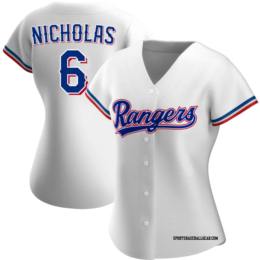 Brett Nicholas Women's Texas Rangers White Authentic Home Jersey