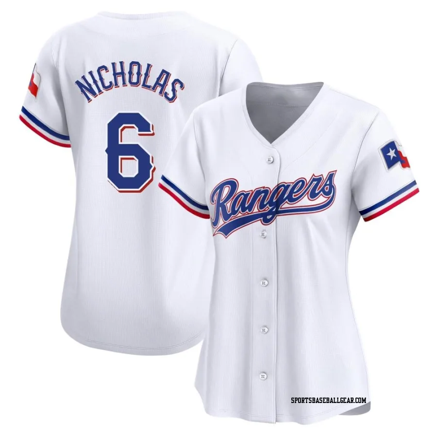 Brett Nicholas Women's Texas Rangers White Limited Home Jersey