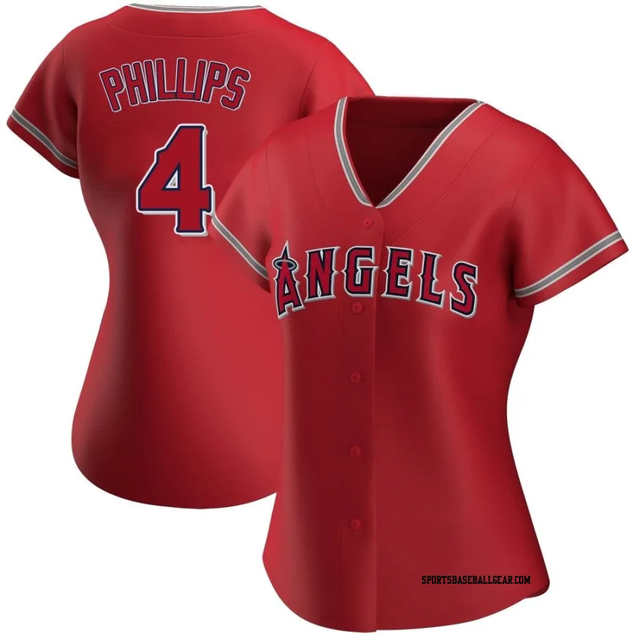 Brett Phillips Women's Los Angeles Angels Red Authentic Alternate Jersey