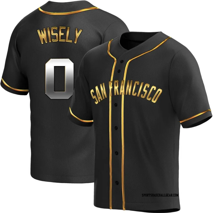 Brett Wisely Men's San Francisco Giants Black Golden Replica Alternate Jersey