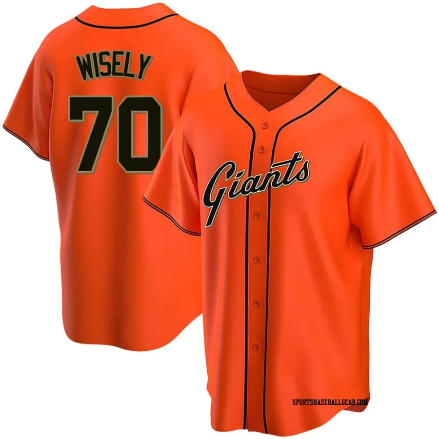 Brett Wisely Men's San Francisco Giants Orange Replica Alternate Jersey