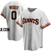 Brett Wisely Men's San Francisco Giants White Replica Home Cooperstown Collection Jersey