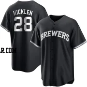 Brewer Hicklen Men's Milwaukee Brewers Black/White Replica Jersey