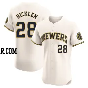 Brewer Hicklen Men's Milwaukee Brewers Cream Elite Home Jersey