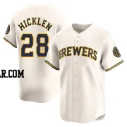 Brewer Hicklen Men's Milwaukee Brewers Cream Limited Home Jersey