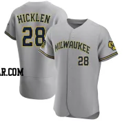 Brewer Hicklen Men's Milwaukee Brewers Gray Authentic Road Jersey