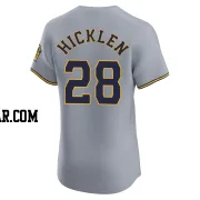 Brewer Hicklen Men's Milwaukee Brewers Gray Elite Road Jersey