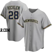 Brewer Hicklen Men's Milwaukee Brewers Gray Replica Road Jersey