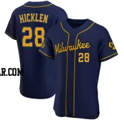 Brewer Hicklen Men's Milwaukee Brewers Navy Authentic Alternate Jersey