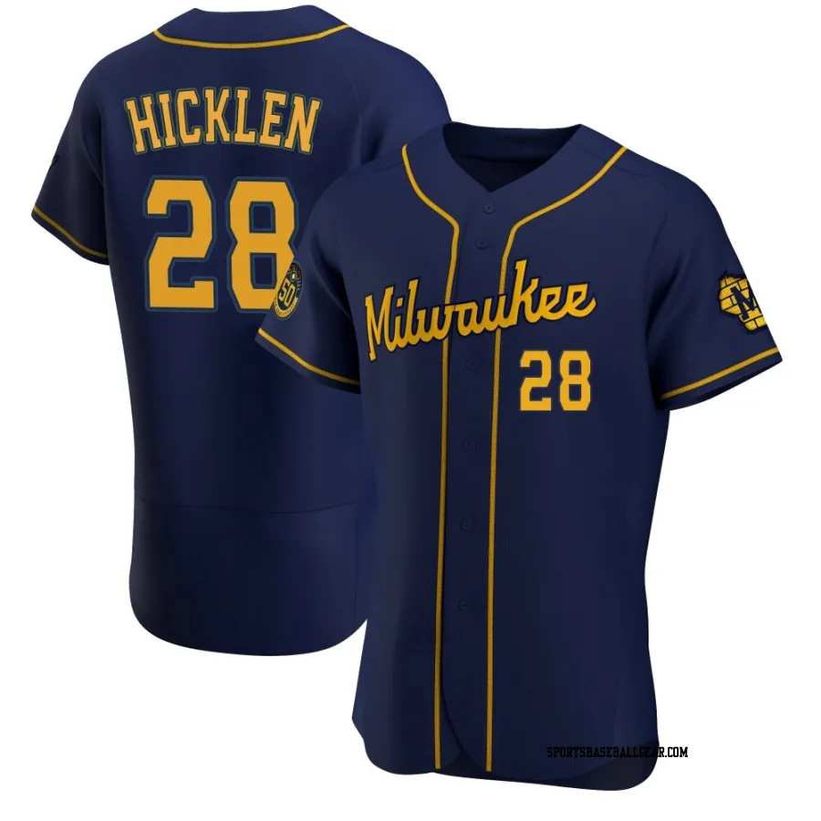 Brewer Hicklen Men's Milwaukee Brewers Navy Authentic Alternate Jersey