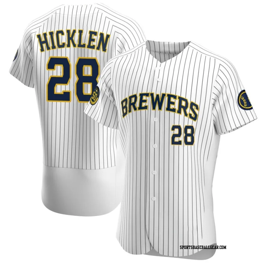 Brewer Hicklen Men's Milwaukee Brewers White Authentic Alternate Jersey