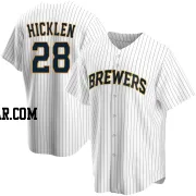 Brewer Hicklen Men's Milwaukee Brewers White Replica Home Jersey