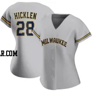 Brewer Hicklen Women's Milwaukee Brewers Gray Authentic Road Jersey