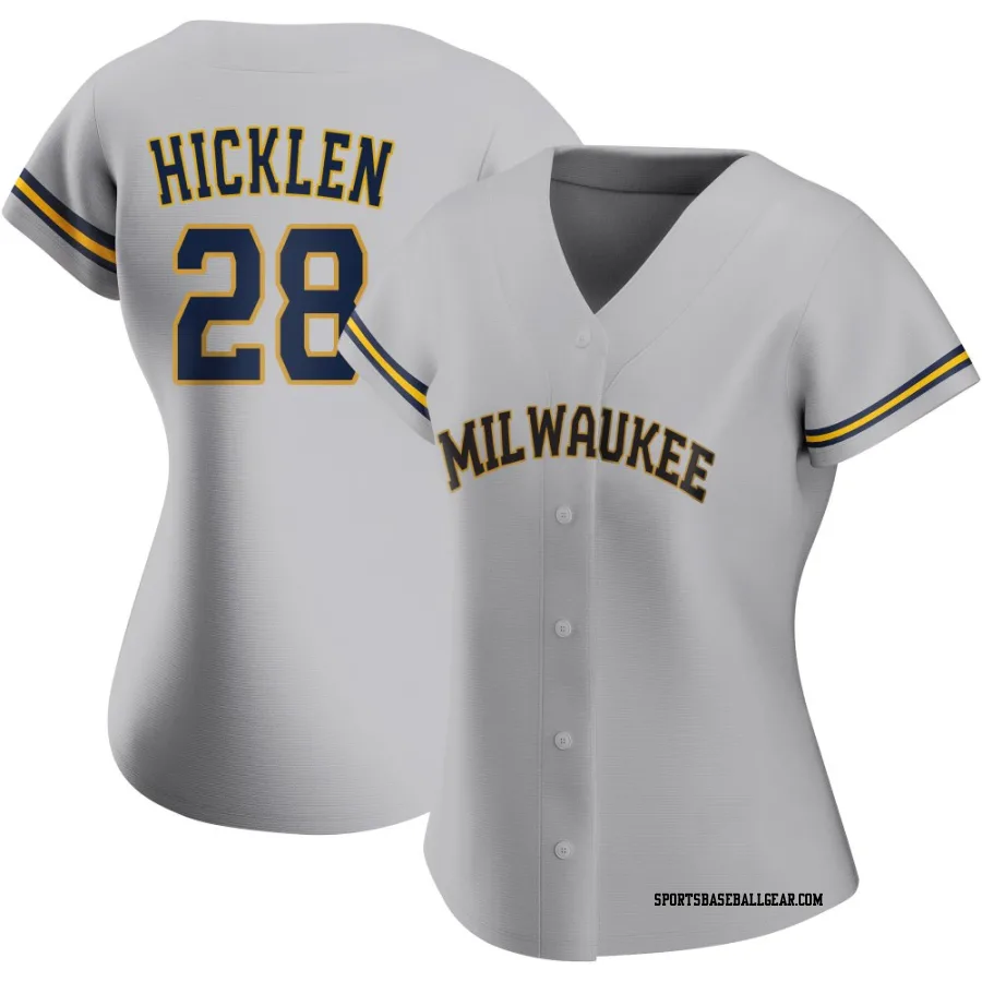 Brewer Hicklen Women's Milwaukee Brewers Gray Replica Road Jersey