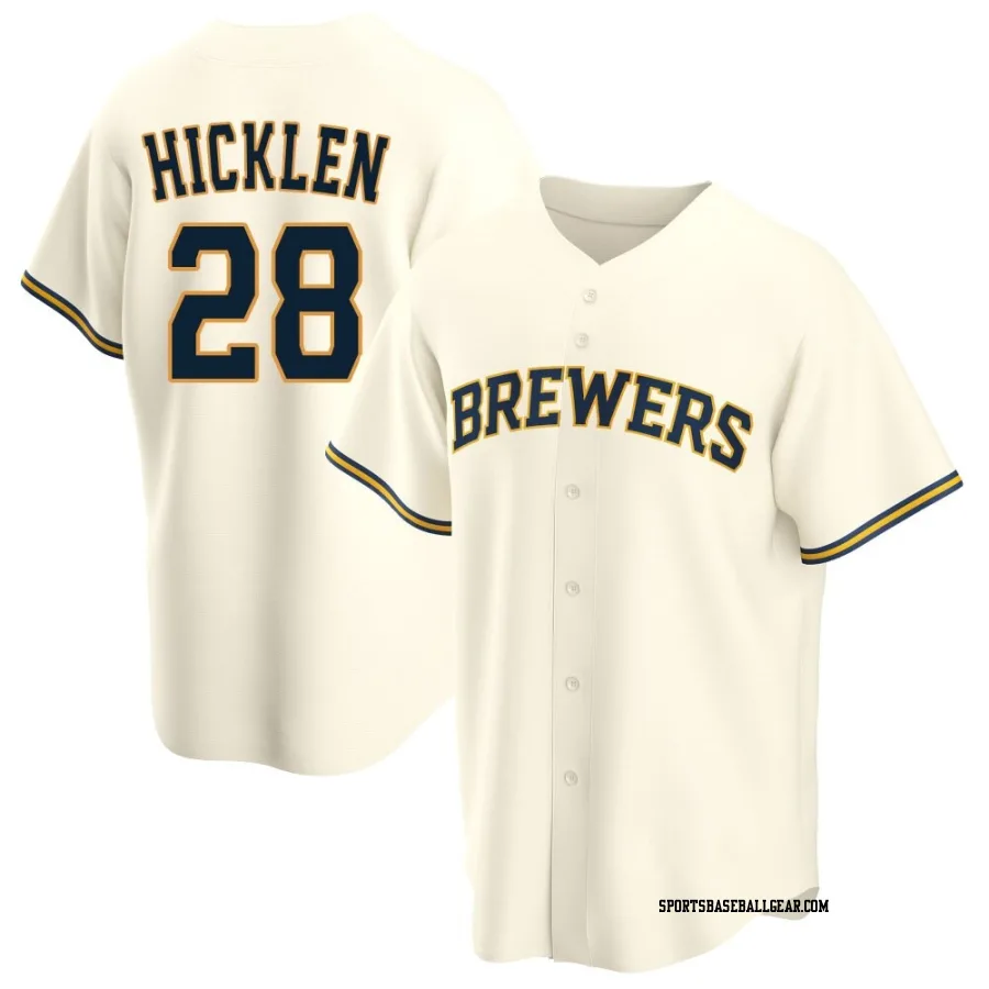 Brewer Hicklen Youth Milwaukee Brewers Cream Replica Home Jersey