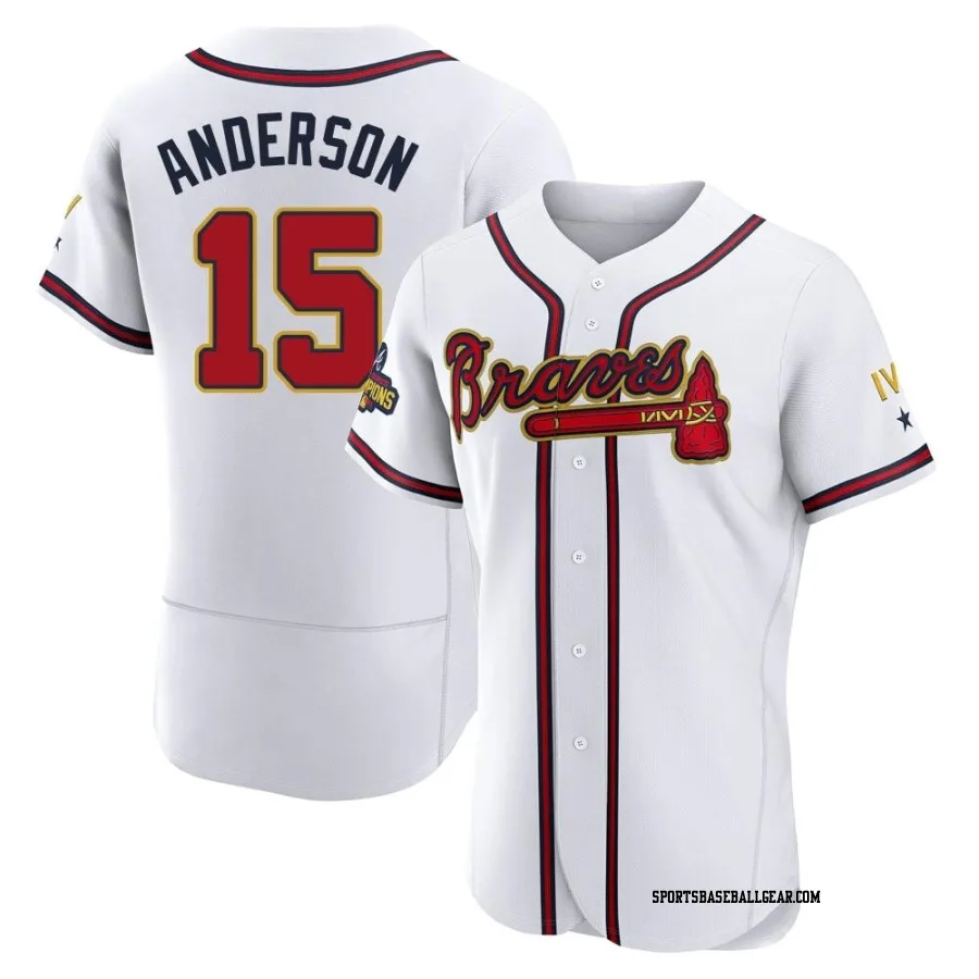 Brian Anderson Men's Atlanta Braves Gold Authentic White 2022 Program Jersey