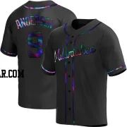 Brian Anderson Men's Milwaukee Brewers Black Holographic Replica Alternate Jersey