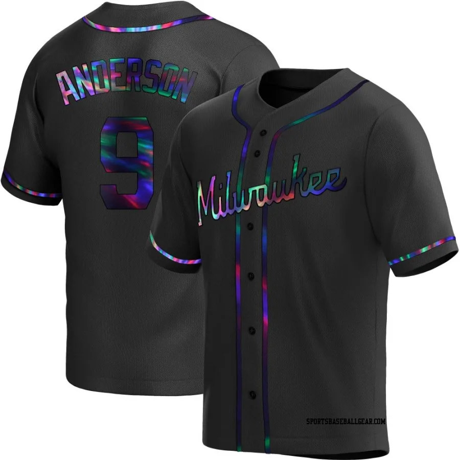 Brian Anderson Men's Milwaukee Brewers Black Holographic Replica Alternate Jersey