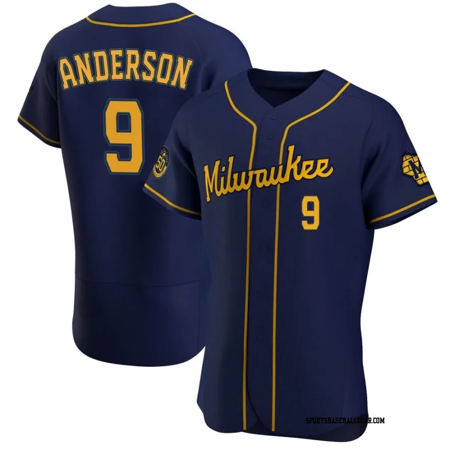 Brian Anderson Men's Milwaukee Brewers Navy Authentic Alternate Jersey