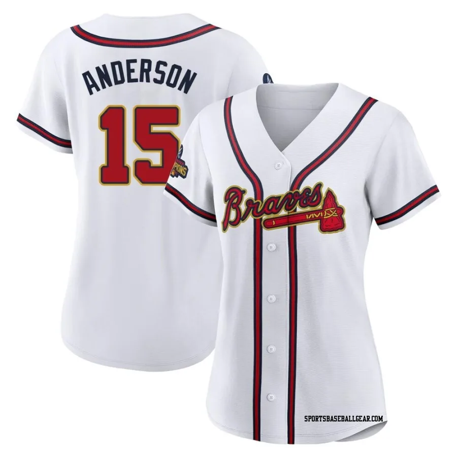 Brian Anderson Women's Atlanta Braves Gold Authentic White 2022 Program Jersey