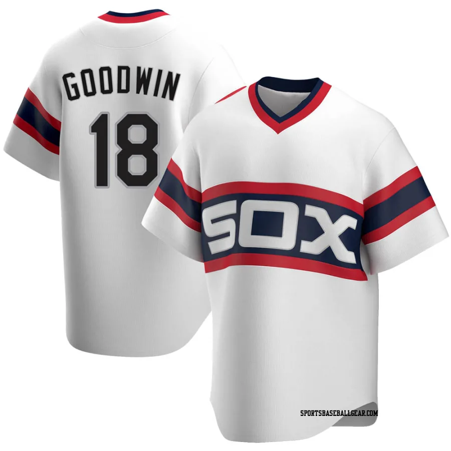 Brian Goodwin Men's Chicago White Sox White Replica Cooperstown Collection Jersey