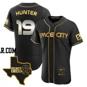 Brian Hunter Men's Houston Astros Black/Gold Authentic 2023 Space City Ready 2 Reign Flex Base Jersey