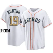 Brian Hunter Men's Houston Astros Gold Replica White 2023 Collection Jersey